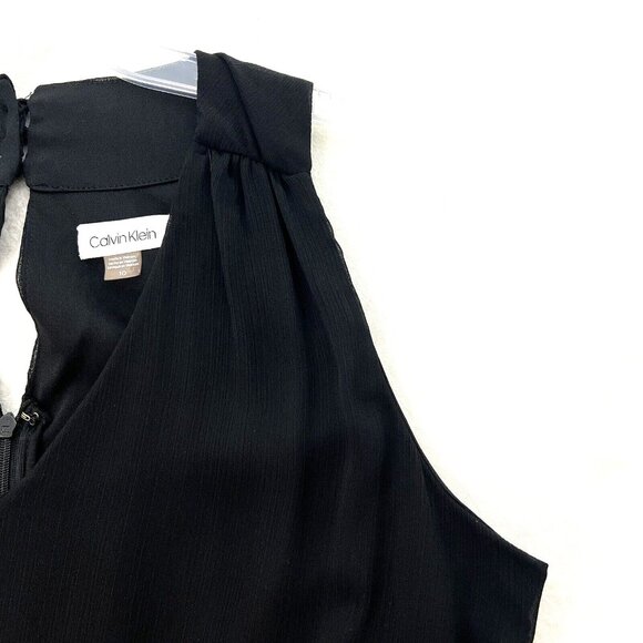 CALVIN KLEIN Black Dress Chiffon Womens 10 Party Whimsigoth Dark Feminine - Picture 6 of 14